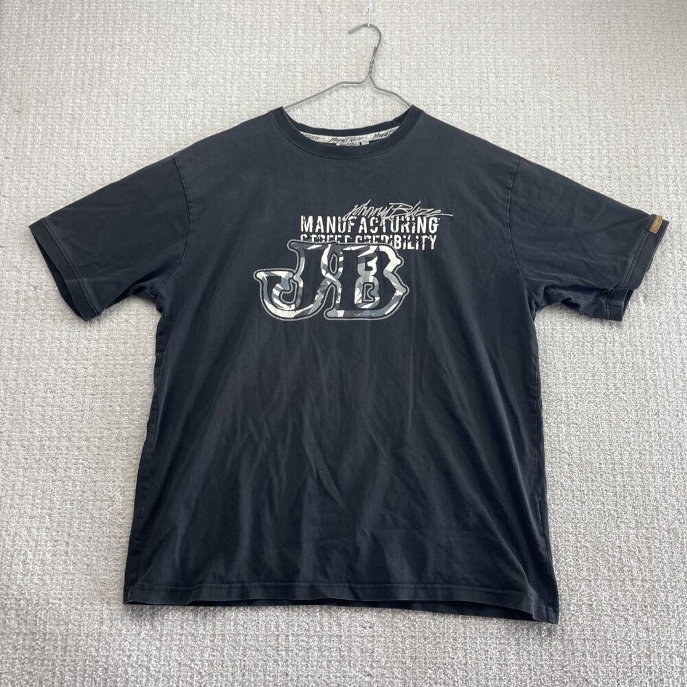 Vintage Johnny Blaze JB NYC T-Shirt XL 90s Black Grunge Distressed Hip Hop